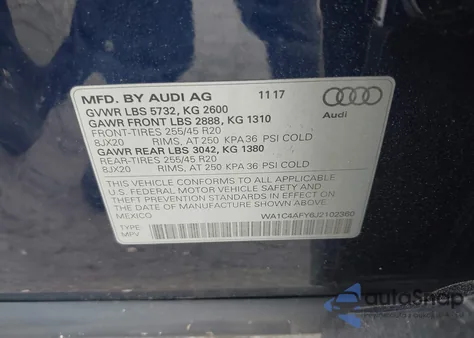 2018 Audi Sq5 3.0T Premium Plus из США, поврежденный, VIN WA1C4AFY6J2102360